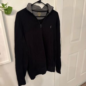 polo ralph lauren black quarter zip pullover// medium